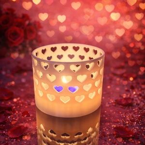 Heart Patterned Candle Holder - Cream